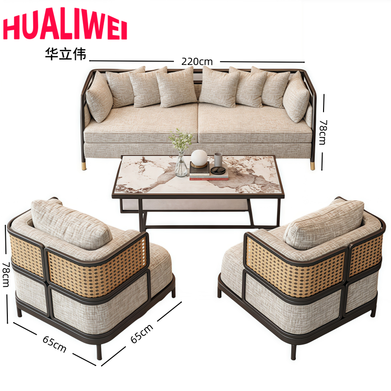 棉麻沙发组合高清大图