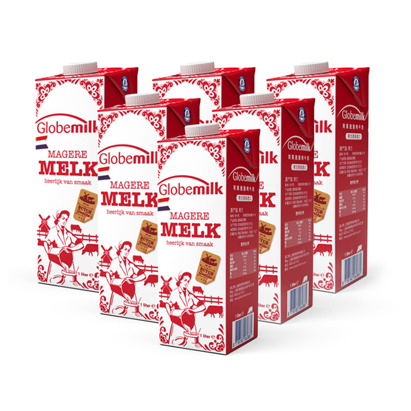 荷高Globemilk 脱脂牛奶1L*6盒整箱 荷兰原装进口高清大图