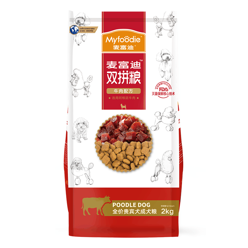 麦富迪狗粮牛肉双拼系列大中小通用型成犬粮 泰迪 比熊贵宾 柯基 金毛 边牧 哈士奇 适用全犬贵宾|泰迪专用粮2kg图片