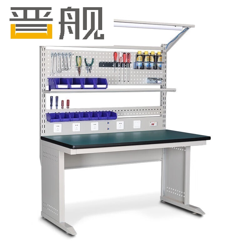 晋舰防静电工作台车间流水线操作台带灯工具桌1.2米单桌+950挂板+套餐