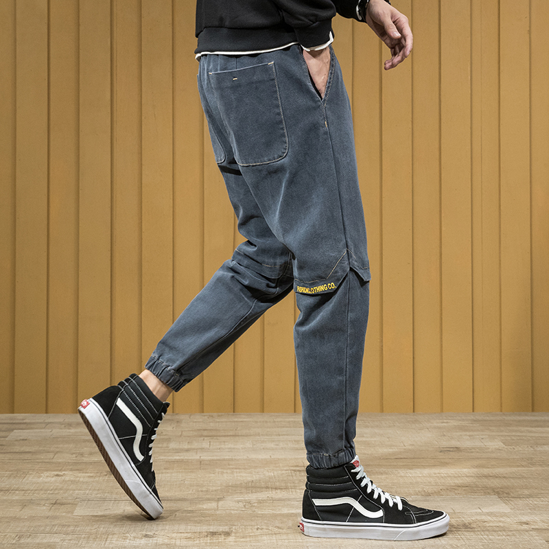 newlake秋季厚款牛仔裤男宽松加肥加大码胖子束腿裤秋冬日系潮牌收脚