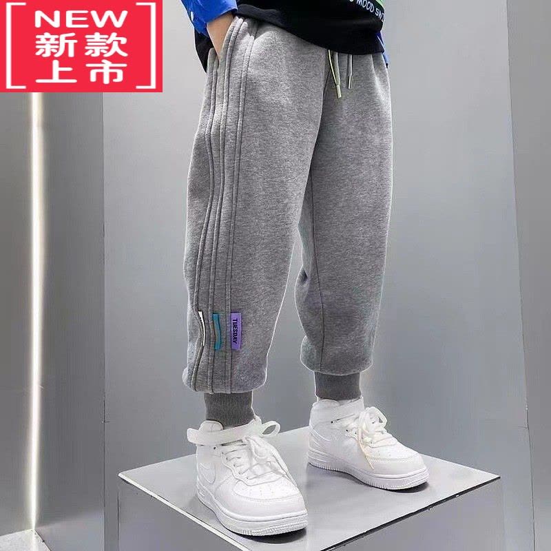 可莉允女童加绒裤子秋冬款男童棉裤冬季加厚保暖裤外穿儿童休闲运动卫裤图片