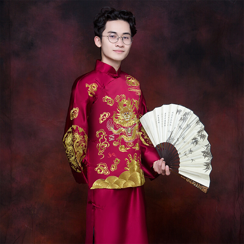 2018新款秀禾服新郎中式礼服男装结婚礼服男