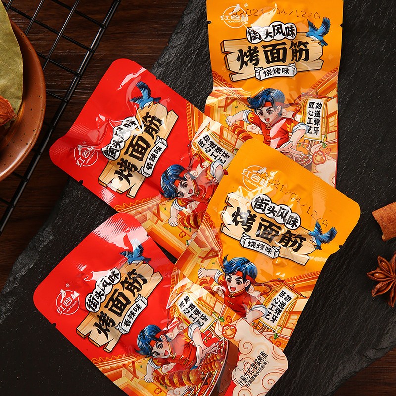 红谷林烤面筋50包辣条儿时香辣小吃手撕素肉豆干休闲零食网红