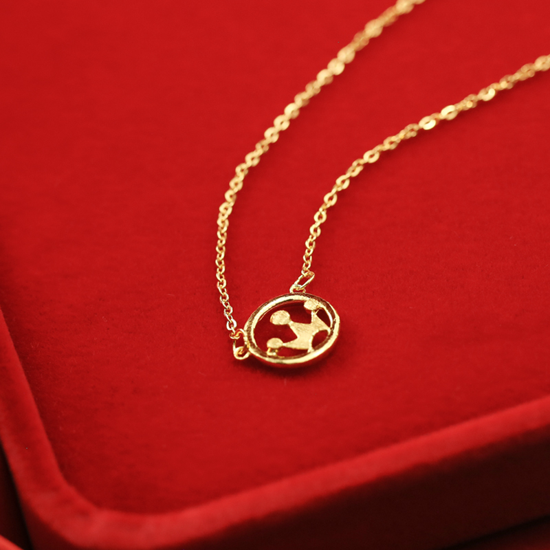 金地珠宝皇冠圆圈黄金套链足金9999金项链女款