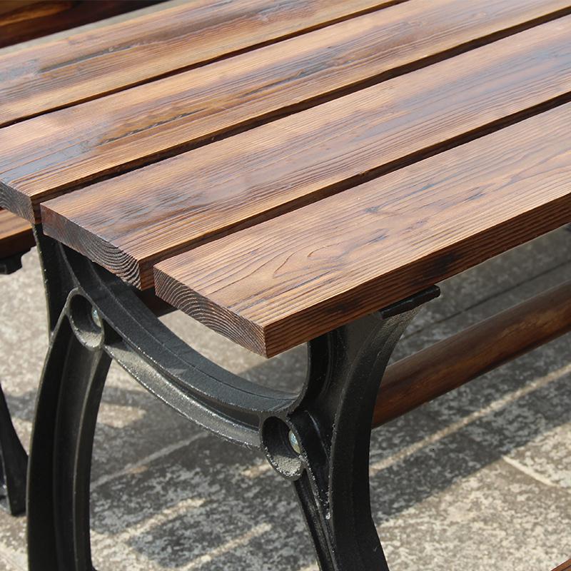 苏宁放心购户外露台铸铁防水防腐木桌椅室外实木碳化公园桌花园休闲