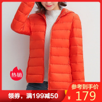 雅鹿冬装轻薄时尚羽绒服女2019新款休闲百搭短款连帽保暖羽绒外套