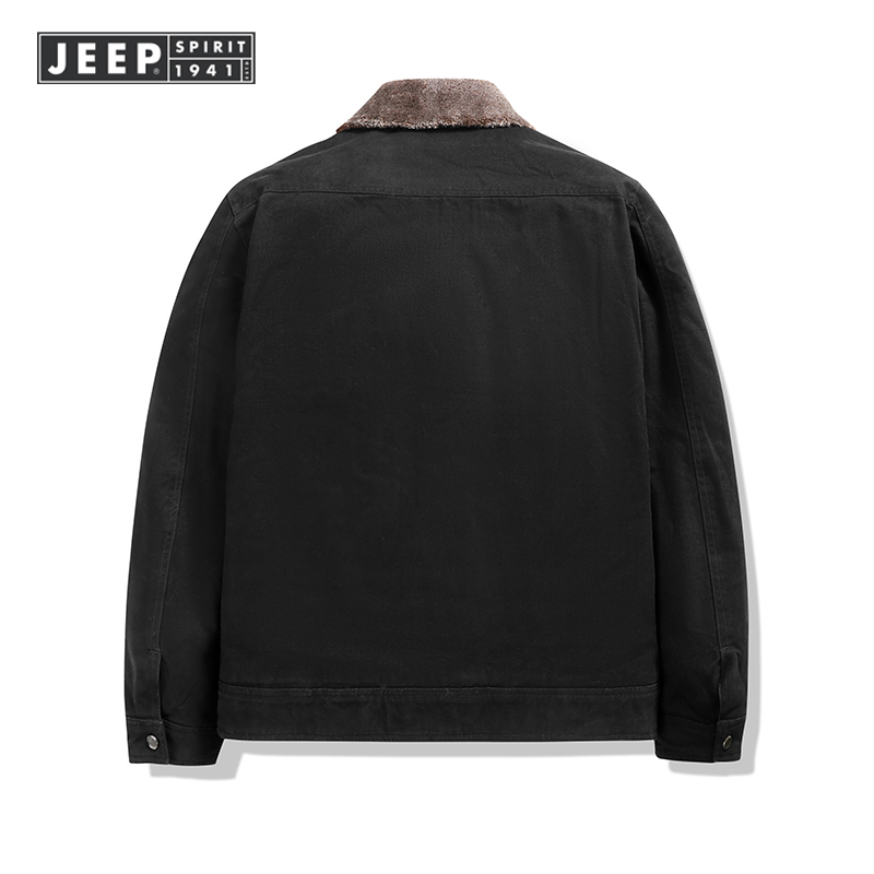 JEEP SPIRIT吉普男士棉衣男秋冬加绒加厚美式工装外套翻领复古棉袄纯棉棉服