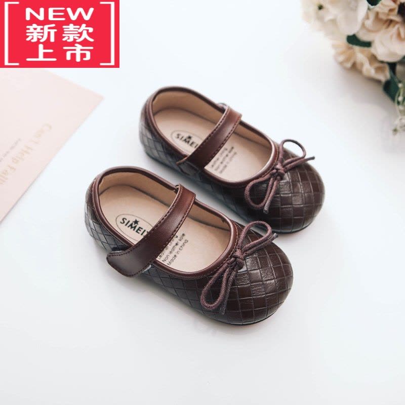 可莉允新款内里童鞋方格蝴蝶结女童小皮鞋儿童软底宝宝春秋公主鞋运动休闲鞋图片