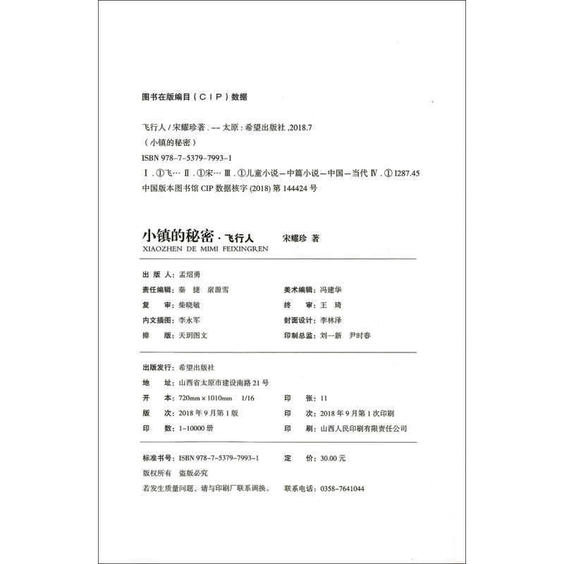 [正版]飞行人 宋耀珍 绘画漫画连环画卡通故事少儿 儿童文学 中学生小学生文学读本 儿童书籍 儿童读本 希望出版社小镇的