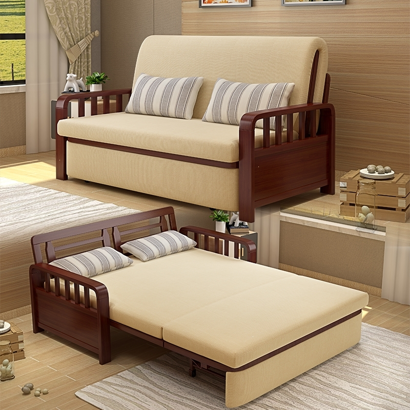 实木两用可折叠多功能沙发床小户型客厅藤印象15米布艺中式储物沙发床