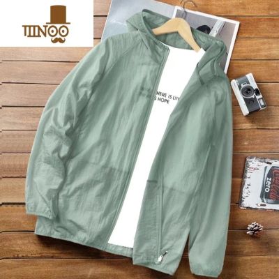 YANXU夏季薄款防晒衣男透气速干外套潮男士运动夹克防晒服骑行风衣外套 绿色 5XL180-195斤