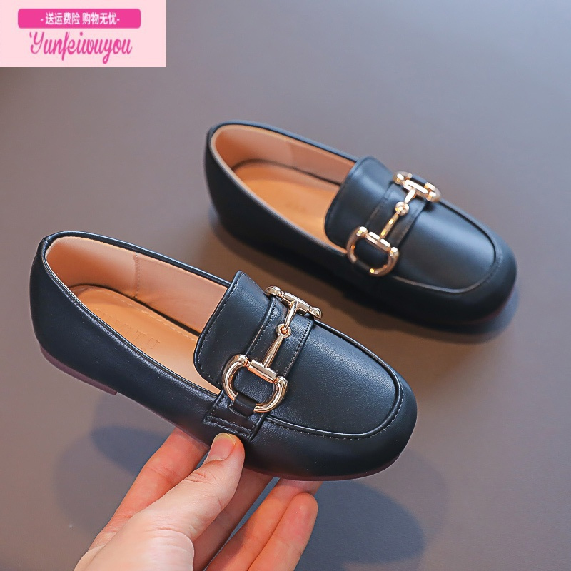 七斓儿童英伦皮鞋女童乐福鞋春秋韩版软底单鞋小女孩一脚蹬豆豆鞋