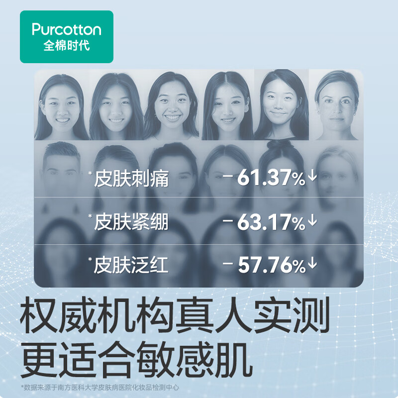 全棉时代(PurCotton)全棉蓬松平纹加厚柔肤洗脸巾80抽*3包高清大图