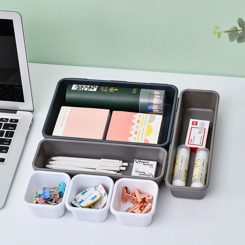 良舍匠筑杂物抽屉抽收纳盒可自由分隔组合小物件桌面收纳盒8件套深