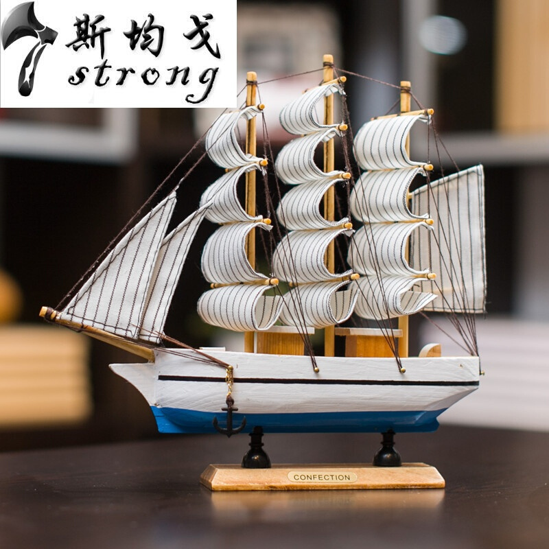 创意酒柜装饰品摆件工艺品木帆船模型客厅摆件家居饰品书架装饰品