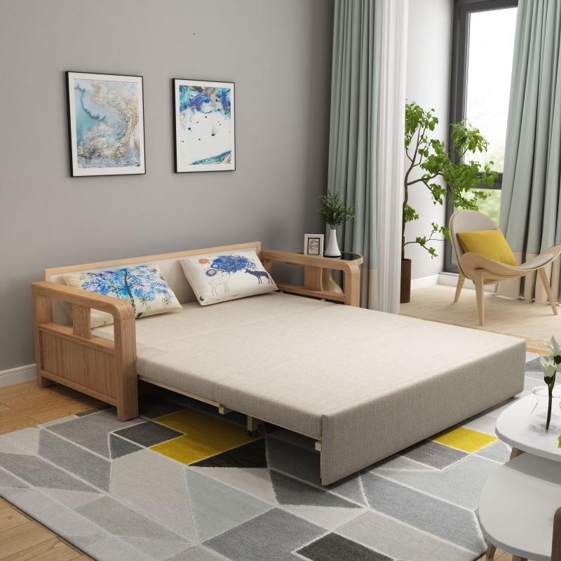 实木沙发床可折叠15米小户型双人坐卧两用布艺18多功能沙发床