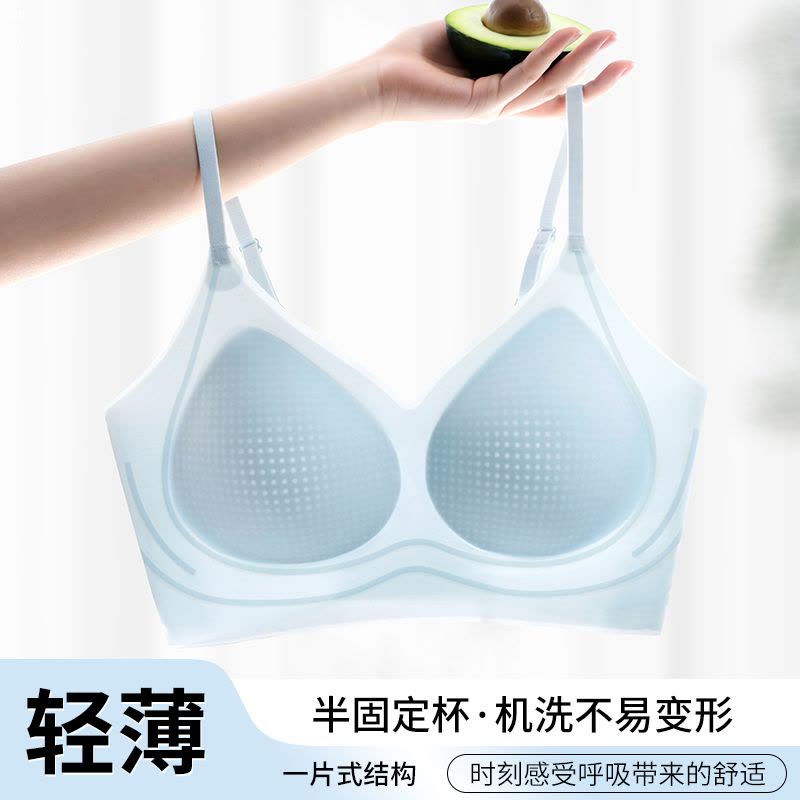 猫人凉感无痕内衣女夏季薄款小胸聚拢软支撑防下垂背心式文胸罩图片