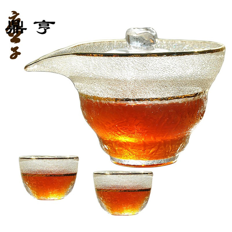鼎亨复古防烫加厚耐热泡茶功夫茶玻璃盖碗公道杯茶杯茶具特大号30