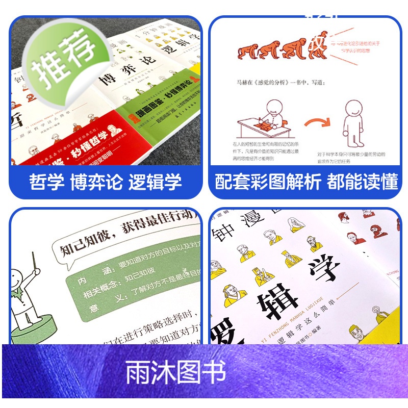 1一分钟漫画哲学逻辑学博弈论系列全三册 谈判推理思维能力生存策略思考力励志 经济理论训练零基础入门书籍 简单的逻辑学导论高清大图