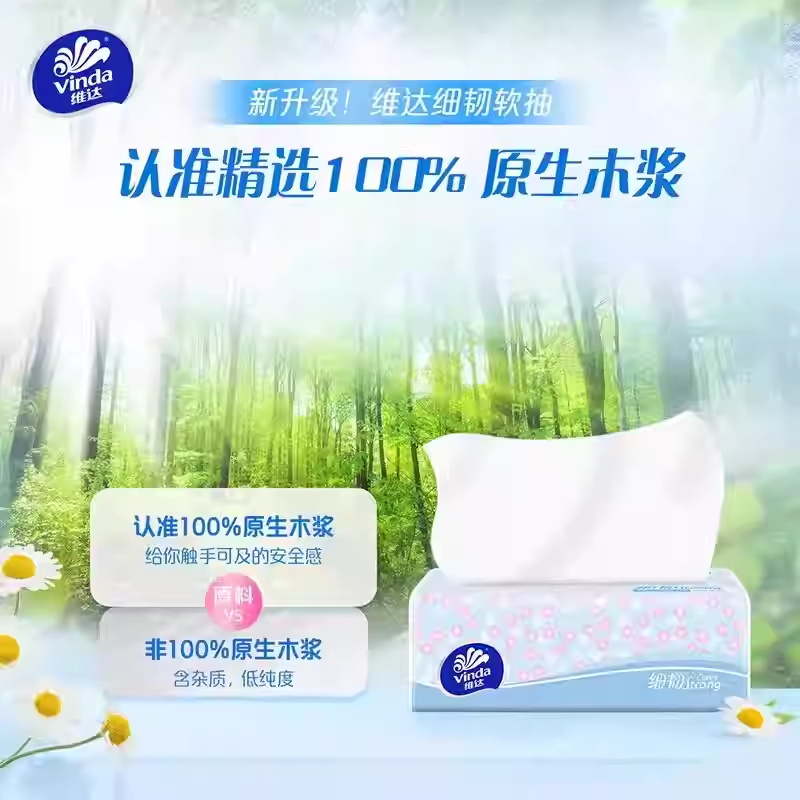 维达细韧抽纸S码3层100抽6包整提家用实惠装面巾纸餐巾纸擦手纸高清大图