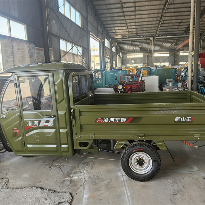 淮河 三轮车电动货车农用载货拉货半封闭带棚款 【60V/52A】 军绿色