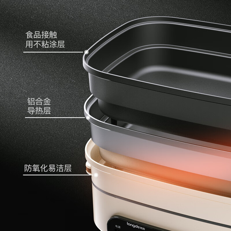 龙的(Longde)LD-HG3501电火锅家用电炒锅电煮锅多档多功能料理烤肉电热锅高清大图