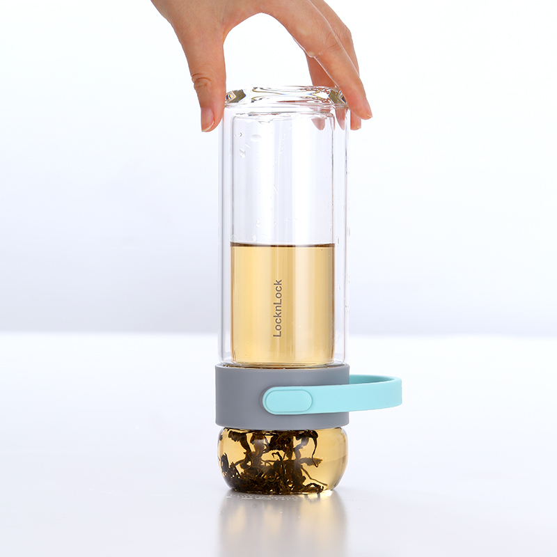 乐扣乐扣双层玻璃杯茶水分离泡茶水杯过滤花茶杯男女士便携水杯