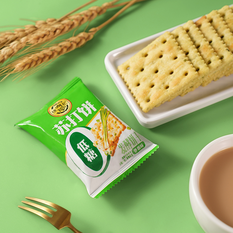 徐福记苏打饼干180g袋装香葱味梳打饼干咸味酵母低糖休闲零食品