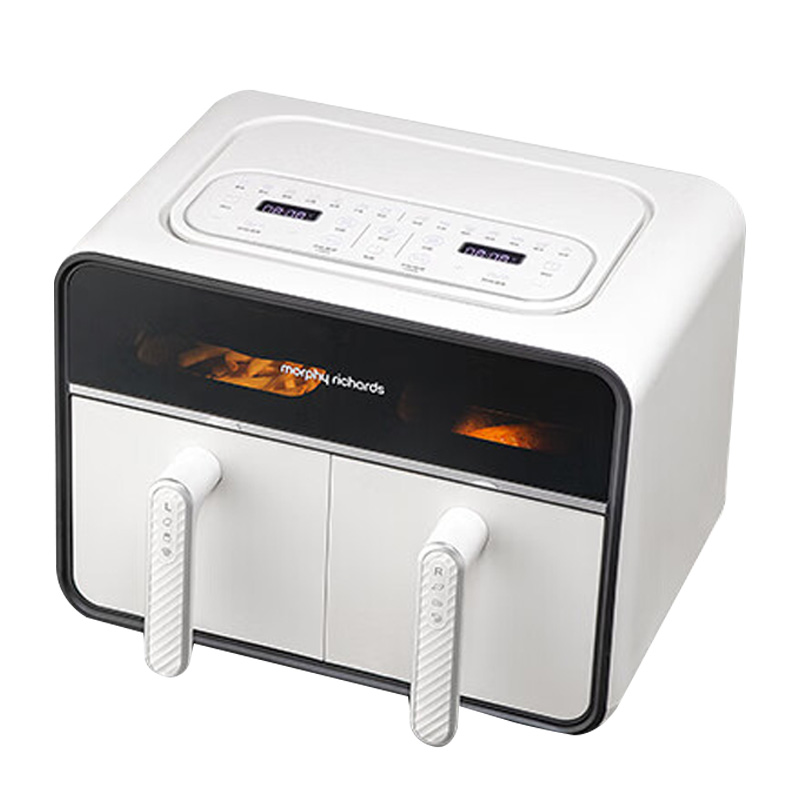 摩飞空气炸锅8L可视双炸篮多功能空气炸烤箱富士白MR8100