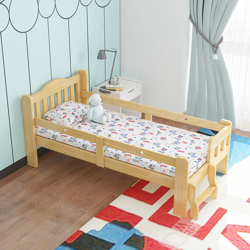 美帮汇儿童床拼接床儿童实木床带护栏男孩床女孩床松木床定制床