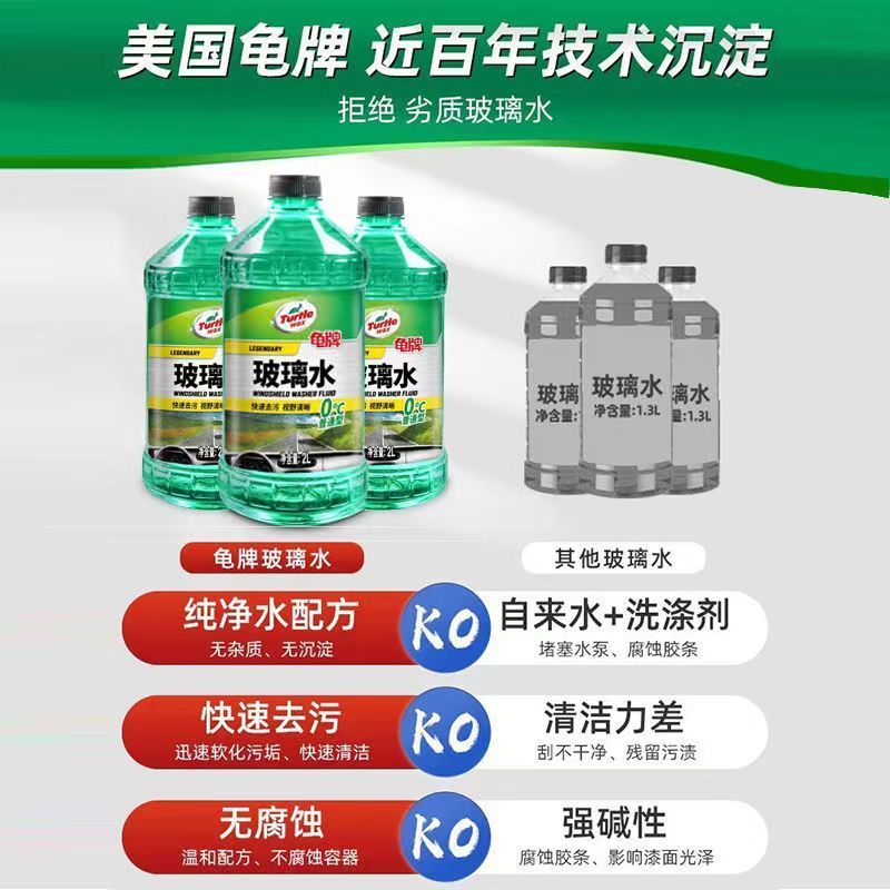 龟牌(Turtle Wax)玻璃水-25℃汽车用品挡风玻璃清洁剂润滑雨刮器清洗剂非浓缩2L 2瓶装