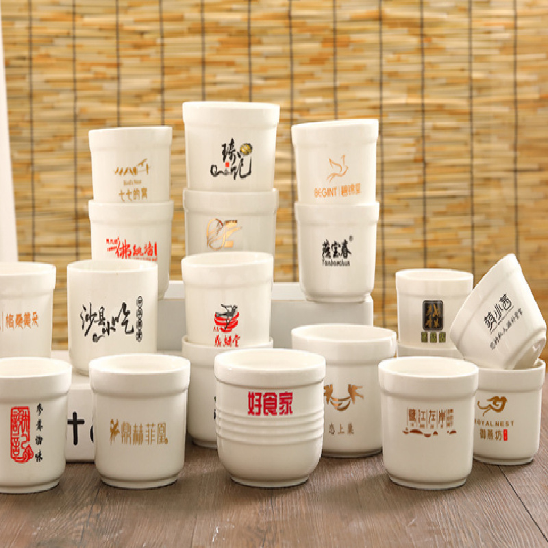 陶瓷碗带盖骨瓷隔水炖盅单人份纯白300ml