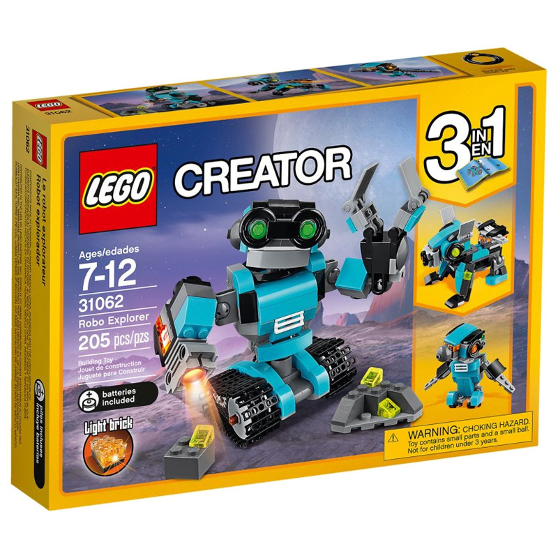 乐高(LEGO)Creator 创意百变31062 机器人探险家 205块积木塑料玩具 7-12岁 200块以上