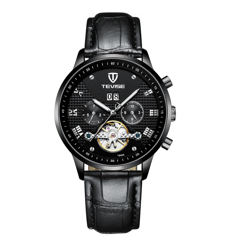 瑞士tevise特威斯品牌男士手表全自动多功能男表防水机械表简约时尚
