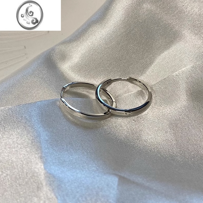 JiMis925银银法式圈圈耳环2023年新款潮耳钉小众设计素圈耳圈耳扣女饰