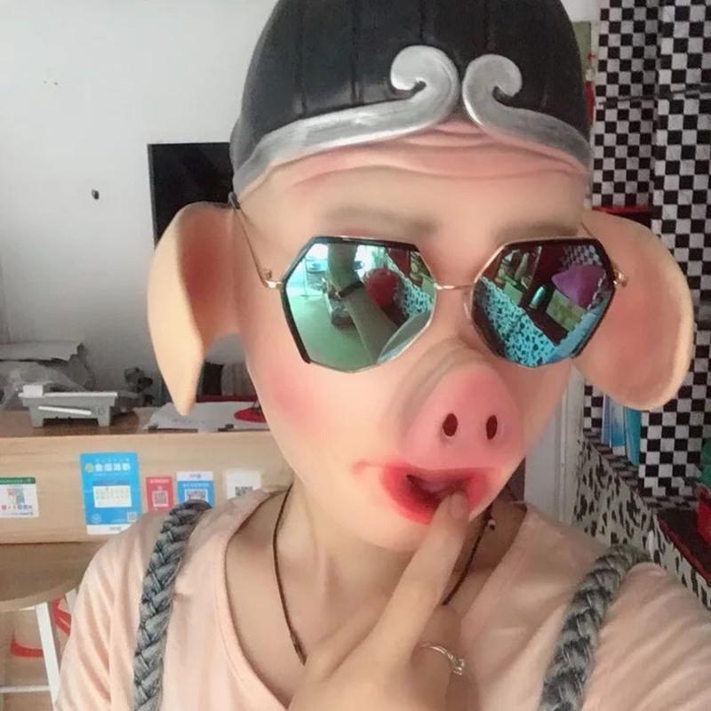 猪八戒面具 乳胶成人cos西游记万圣节恐怖猪帽头套服装猪八戒面具