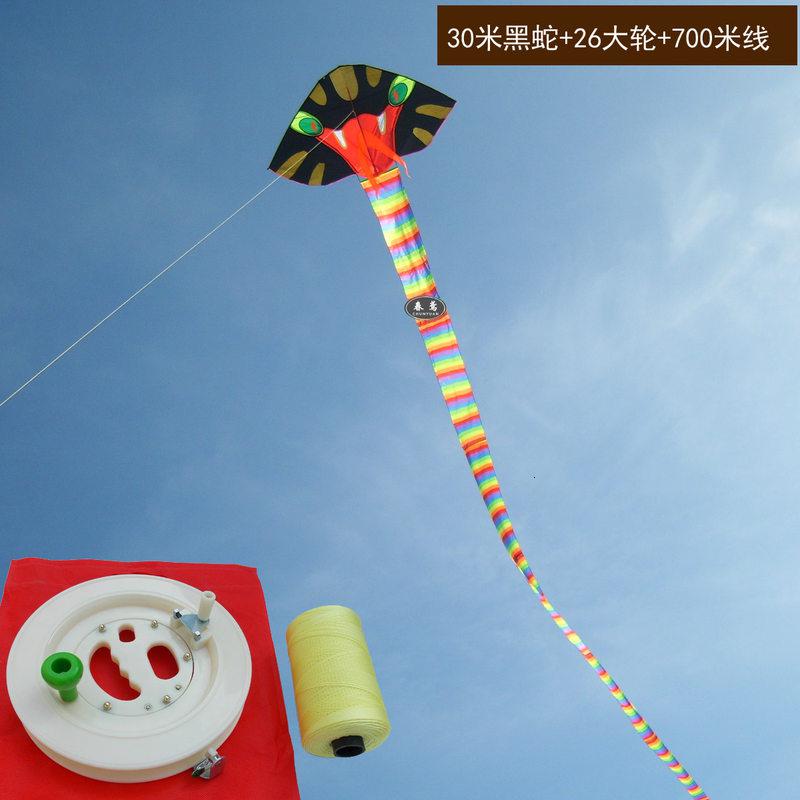 风筝 8米13米30米40米 大蛇风筝 王蛇风筝()风筝创意 三维工匠 30米黑蛇+26大轮+700米线高清大图