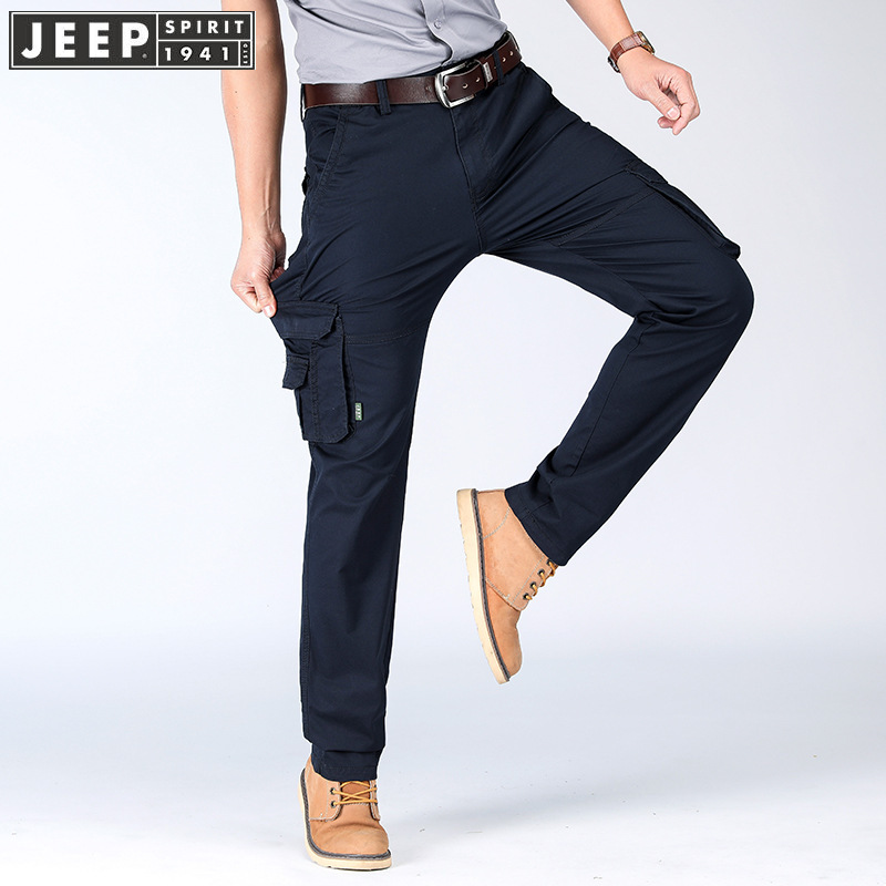 jeep吉普多袋工装裤男春夏季长裤直筒宽松微弹休闲裤薄款裤子