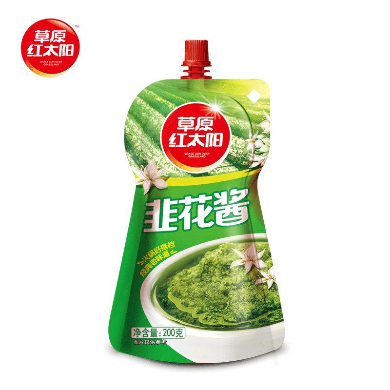 苏宁宜品自营草原红太阳韭菜花酱200g*3 新鲜内蒙古韭花酱纯手工自制农家袋装辣椒酱