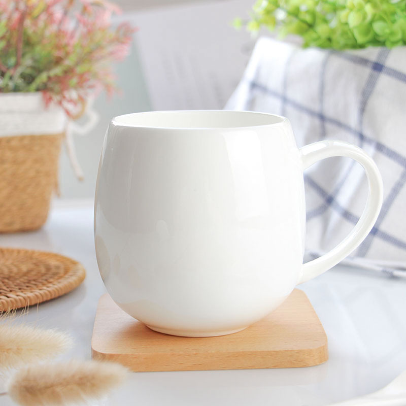 骨瓷杯景德镇陶瓷水杯白色杯子简约马克杯骨瓷咖啡杯奶杯创意水杯带盖