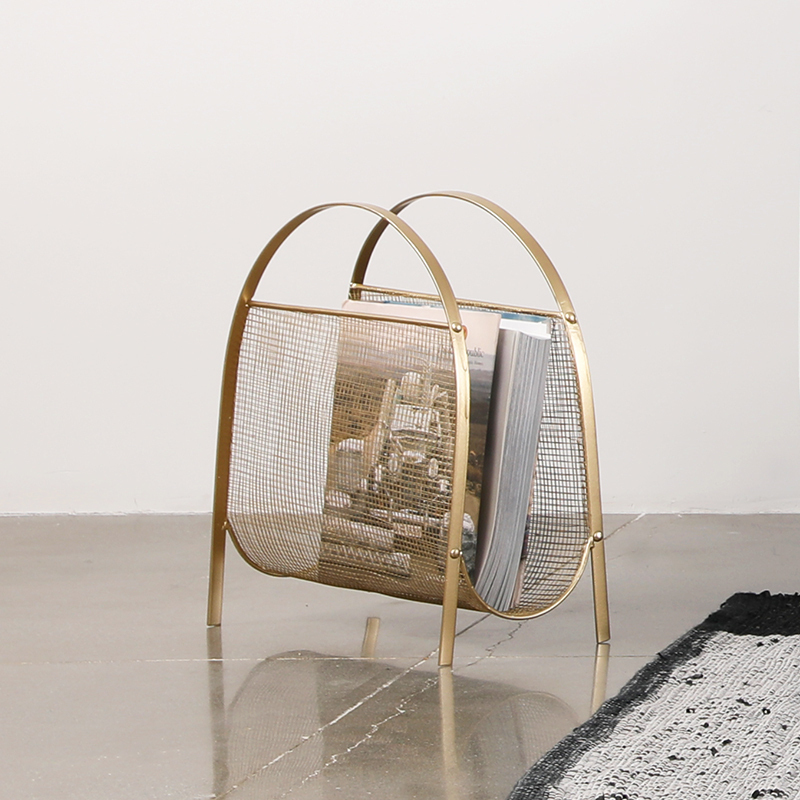 森美人北欧落地简易收纳架置物架铁艺小书架简约报刊架小型书报架杂志架高清大图