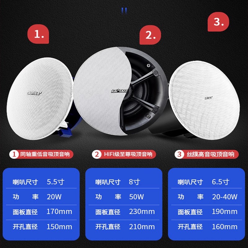 先科(SAST)吸顶式4.0家庭影院音响套装电视机家用客厅吊顶音箱3d环绕立体声嵌入式重低音功放套装蓝牙KTV高清大图