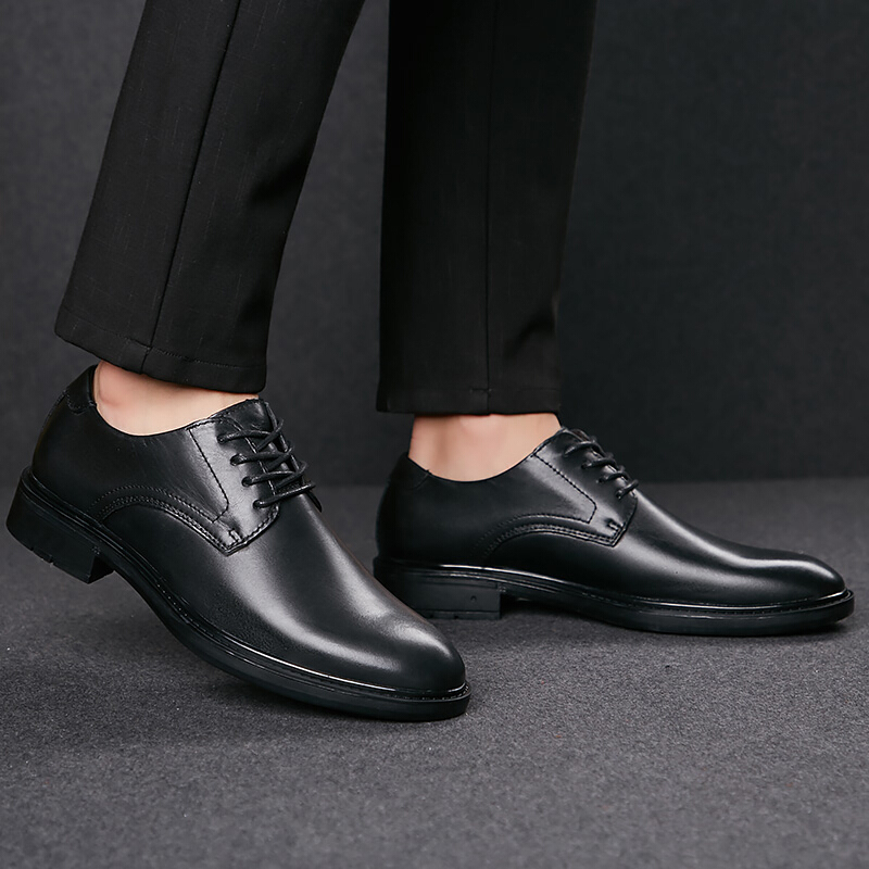 百丽牧貂男正装皮鞋系带男鞋2019新款透气牛皮男士休闲英伦风秋季工作