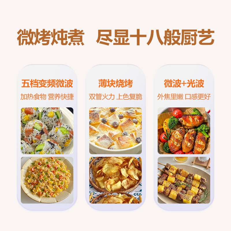 美的(Midea) 变频微波炉 光波炉 烤箱一体机 家用23L易清洁大平板 快捷菜单 PC2320W高清大图