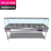 乐创(lecon)商用售饭台电热保温汤柜保温台售饭快餐车 定制款 六格售饭台 带玻璃罩(带大盘)