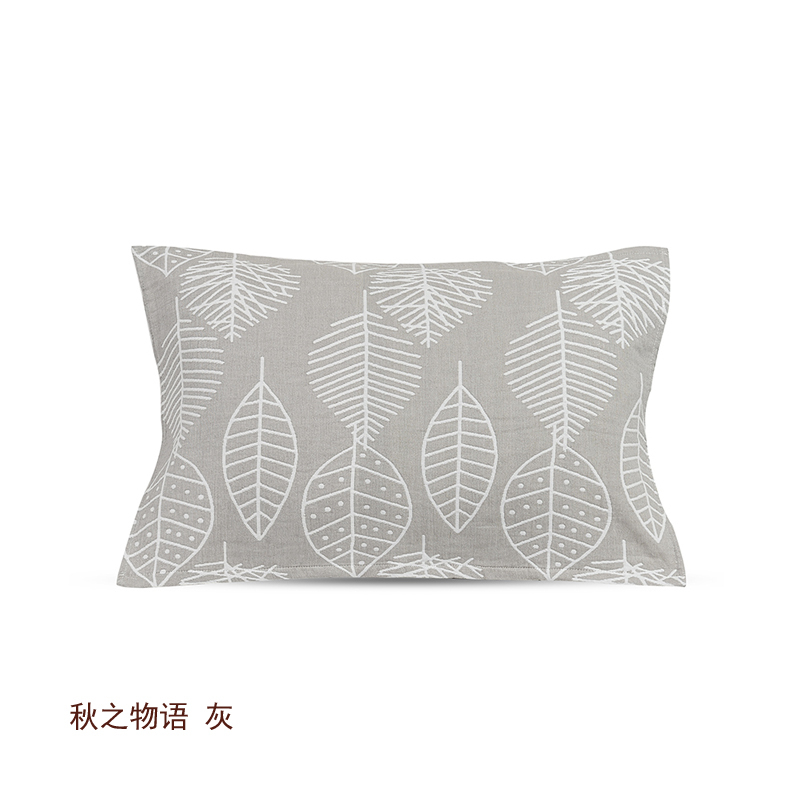 俏庭 水洗枕巾 秋之物语 灰 52*75cm(单位:对)