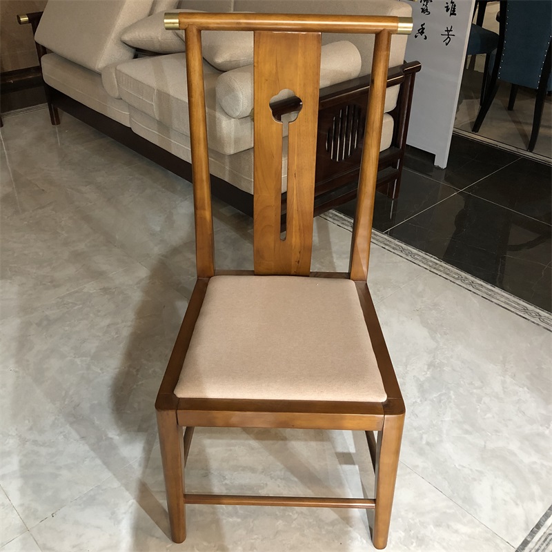 迅众 办公餐椅酒店椅餐椅新中式官帽椅定制餐厅餐桌椅子实木餐馆家具靠背 带软坐餐椅