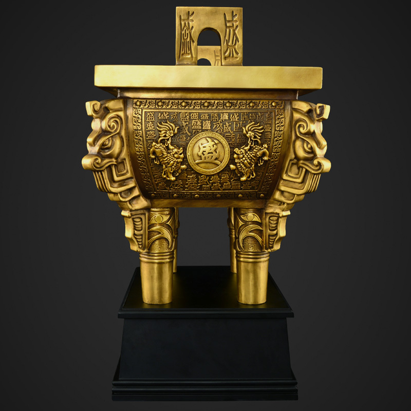 家柏饰corated摆件铜鼎办公室客厅开业乔迁礼品司母戊