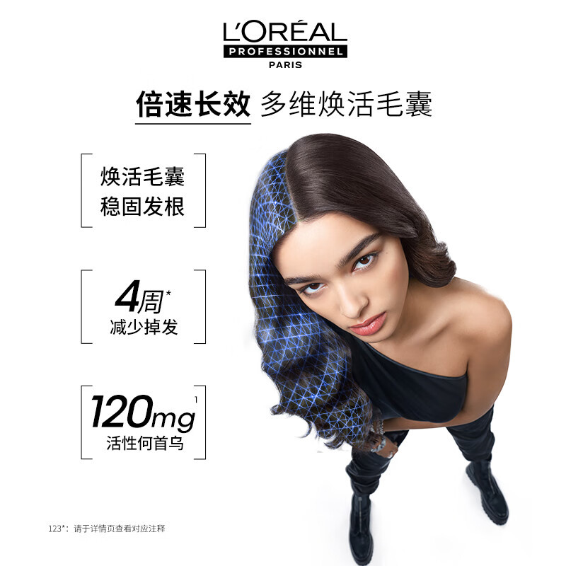 欧莱雅pro芯基源丰盈育发生发精华液男女士专业防脱护理头皮精华护发黑宝瓶90ml